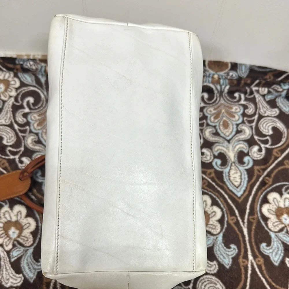 Dooney & Bourke White and Brown Satchel with Leather Accents